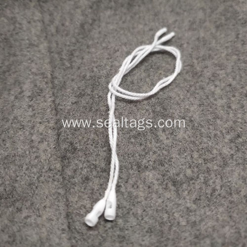 Plastic merchandise string tags with polyester cord